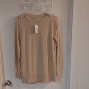 LOFT Cream Long Sleeve Top
